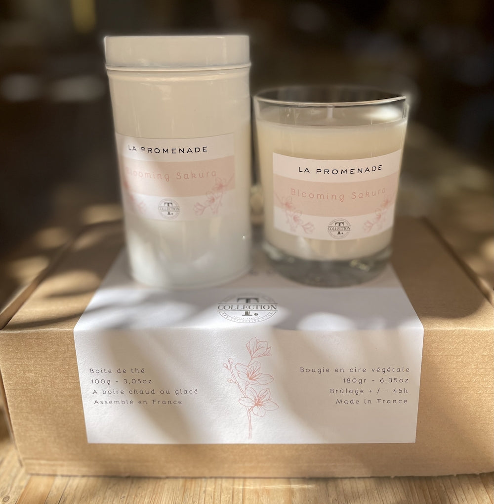 Coffret bougie et thé Sakura